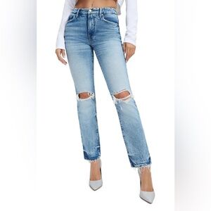 Good American Good Icon High Waist Straight Leg Jeans Indigo 345 Size 0/25
